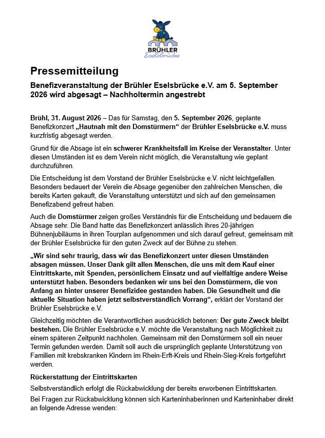 Pressemitteilung Absage